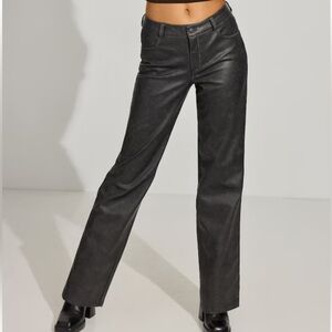 Garage Faux Black Leather Classic Straight Leg Women's Jeans-Size 00